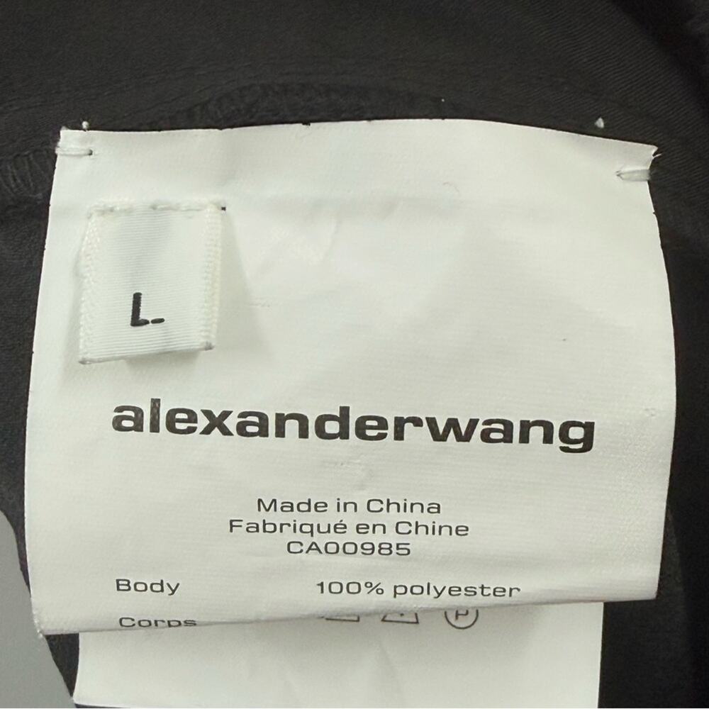 Alexander Wang Designer Wide Leg High Waisted Pull On Pants Old Money Blk Size L - Picture 9 of 10